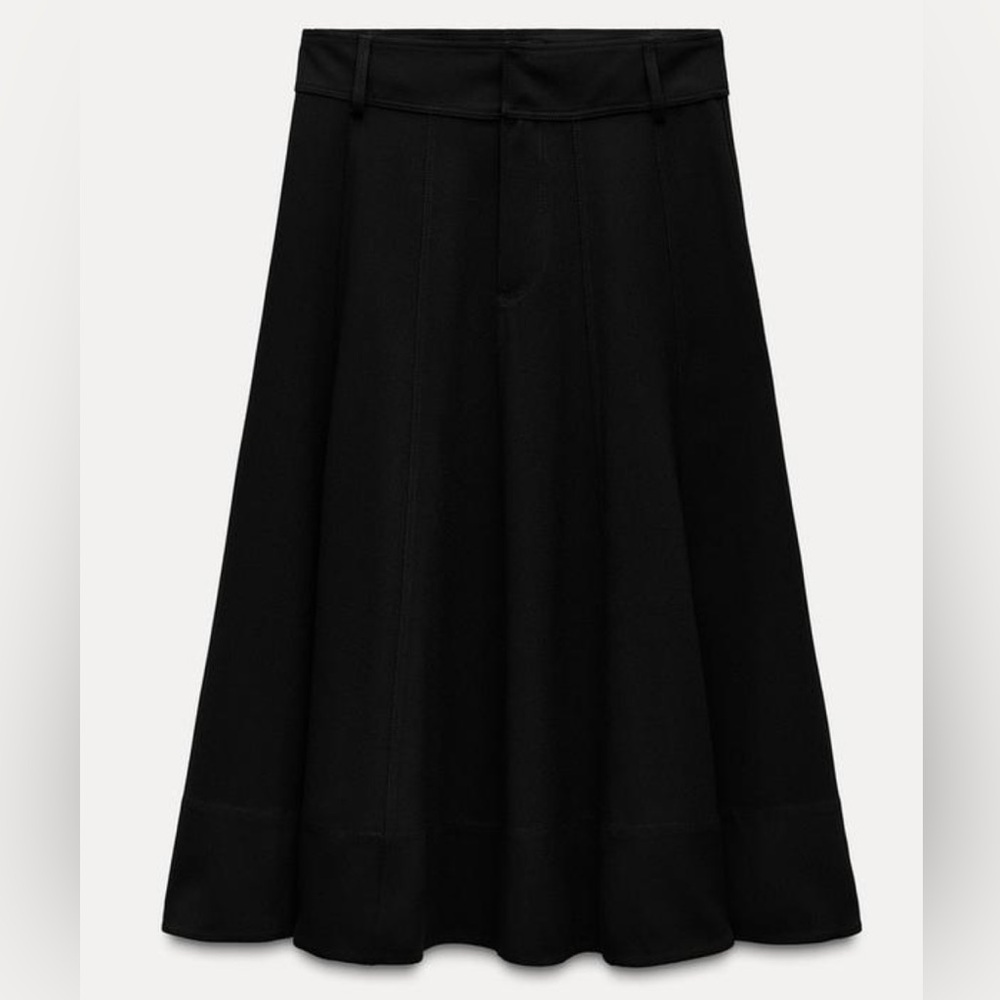 Zara Basic Lined Black A line Skirt